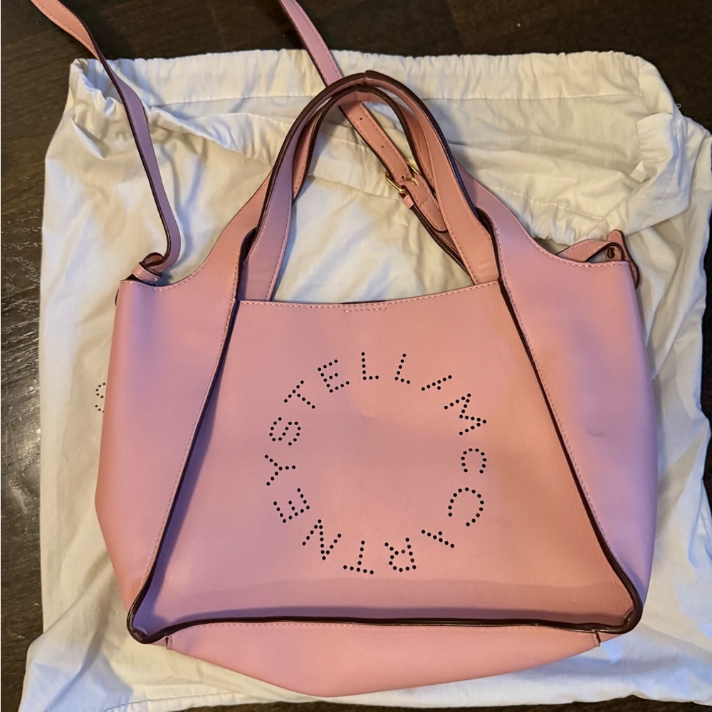 Stella McCartney Light Pastel Pink Logo Crossbody Tote Bag